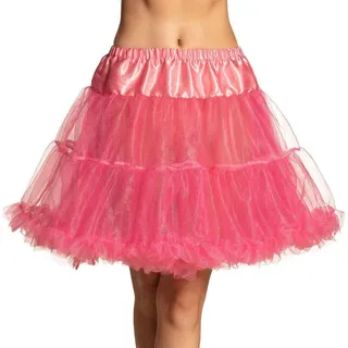 Boland 01768 - Petticoat Deluxe Neonpink, 1 Stück, Größe M/L, Gummibund, aus seidig glänzendem Tüll mit Rüschen, Unterrock, Rock 'n Roll, 70er 80er, Grease, Accessoire, Kostüm, Verkleidung, Karneval