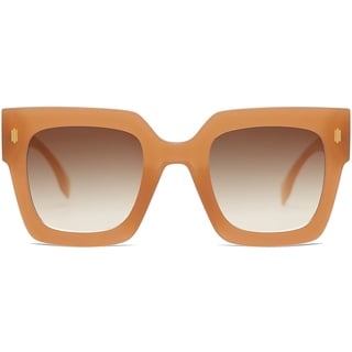 SOJOS Sonnenbrille Damen Groß Vintage Retro Quadratisch Cateye Rahmen UV400 Schutz Klassische Outdoor Moderne eckig Übergroß Sonnenbrillen SJ2194 mit C3 Milchig Orange Rahmen