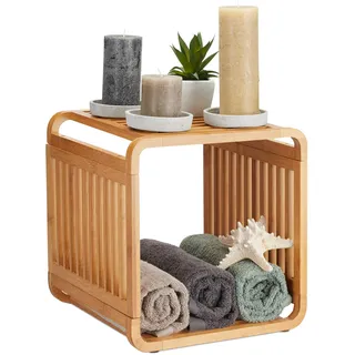 Relaxdays Bambusregal , Hellbraun , Holz , 33x33x33 cm, , Badezimmer, Badezimmerregale, Badregale
