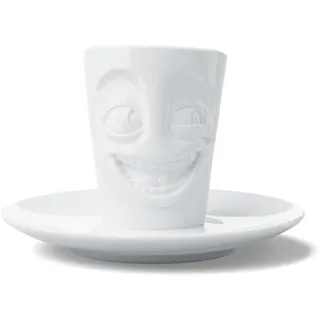 FIFTYEIGHT PRODUCTS / Espresso-Mug mit Henkel „Witzig“ (Porzellan, 80 ml, Weiß, Made in Germany)