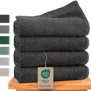 Hausfelder Handtücher 50x100 cm – Premium 500g/m2 Handtuch Set - 100% Baumwolle, Ökotex Zertifiziert (50x100cm Anthrazit Grau)