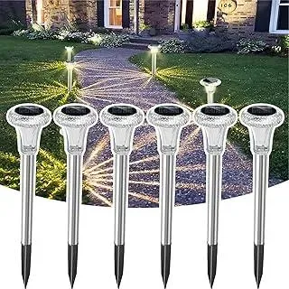 Solarleuchten für Balkonkästen – IP65 wasserdichte Solar Wegleuchten aus Edelstahl für Garten, Terrasse, Rasen, Gehweg und Landschaftsgestaltung Warmweiß (6er-Pack)