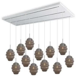 s.luce Hängeleuchte Echos 12-flammig Rauch Ø 18cm , Anthrazit, Weiß , Glas , Oval , E27 , 18x20x18 cm , Lampen & Leuchten, Innenbeleuchtung, Hängeleuchten, Pendelleuchten