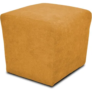DOMO. collection Polsterhocker Bob, Sitzhocker, Sitzwürfel, Fußhocker, 46 x 46 x 43 cm (BxTxH), Webstoff in gelb (Mango)