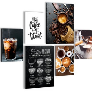 Novart Bilder Set - AUFHÄNGFERTIG - KEIN EXTRA RAHMEN BENÖTIGT - Kaffee Coffee Modern Küche - Esszimmer Küchenbilder N027763a, 90 x 80 cm