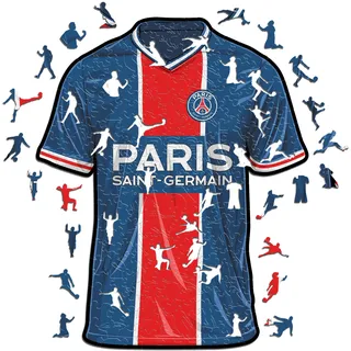 Iconic Puzzles, PSG Jersey, offizielles Produkt, Holzpuzzle für Erwachsene und Kinder, 100% nachhaltiges Holz, Größe S, 150 Stück