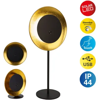 LED Solarleuchte NÄVE "Solan", goldfraben, B:11,8cm H:41,5cm L:20cm, Leuchten, LED Solarleuchte, 4in1 Akku-Solar-Tisch-Hängeleuchte, Touchschalter, USB, dimmbar