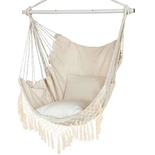Hängesessel für Indoor und Outdoor mit 2 Kissen, Bis 150 kg, Hängestuhl für Erwachsene, Schlafzimmer und Garten