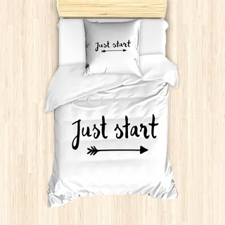 ABAKUHAUS motivational Mantele, Leben Rat Weisheit, Milbensicher Allergiker geeignet mit Kissenbezügen, 135 cm x 200 cm - 80 x 80 cm, Schwarz-Weiss - Schwarz