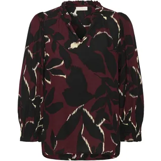Langarmbluse KAFFE "Damen Bluse langarm KAlinda", Damen, Gr. 34, rot (windsor wine, schwarz flower), Obermaterial: 100% Viskose LENZING ECOVERO CV LenzEcov., Blusen Langarmbluse