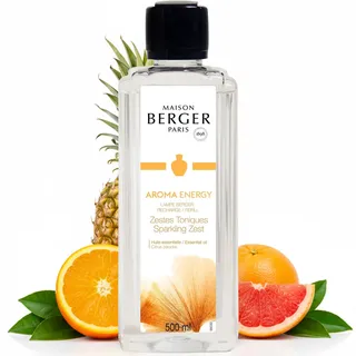 Maison Berger – Nachfüllung Aroma Energy Zestes Toniques 500 ml für Lampe Berger – 2-in-1 geruchsneutralisierendes Raumduft-Öl – Grapefruit, Orange