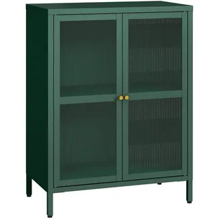 [en.casa] Vitrine Säkylä , Dunkelgrün , Metall, Glas , Rechteckig , 64x84x35 cm , Esszimmer, Vitrinen, Vitrinenschränke