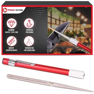 Fino Edge Einziehbarer Diamant-Wetzstab - Gezackter Messerschärfer - Ultra Portable, Mini Pocket Knife Sharpener - Multifunktionale Messerschärfer für Outdoor Jagd Angeln (FE-RDSR)
