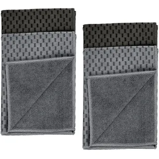 Geschirrtuch WENKO "Modell Miko", schwarz (schwarz, grau), B:40cm L:60cm, Polyamid, Polyester, Geschirrtücher, Geschirrtuch, Mikrofaser, zum Abtrocknen & Polieren, saugstark & schnell trocknend