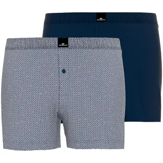 Boxer GÖTZBURG "Brooklyn", Herren, Gr. 9 (XXXL), blau (blau, mittel, minimal), Single Jersey, Obermaterial: 100% Baumwolle, gemustert, unifarben, körpernah, Unterhosen Boxer, mit Muster, weich, Baumwolle, elastisch, feuchtigkeitsregulierend