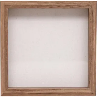 Muzilife 3D Bilderrahmen mit Glasscheibe, Tiefe Holz Rahmen zum Befüllen, 20x20cm Objektrahmen, Quadratische Form, Geschenk für Familie Freunde, 1 Stück Braun