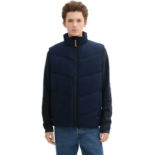 TOM TAILOR Denim Herren 1042106 Puffer Weste mit Stehkragen, 10668-Sky Captain Blue, L