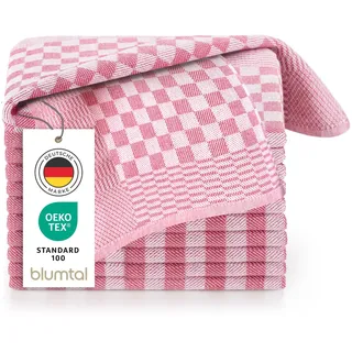 Blumtal Geschirrtücher Baumwolle 50x70 cm im 10er Set - Oeko-TEX zertifizierte Küchentücher - extrem saugstarke Geschirrhandtücher - Trockentücher Küche waschbar 95 °C - Geschirrtücher Rot-Weiß Karo