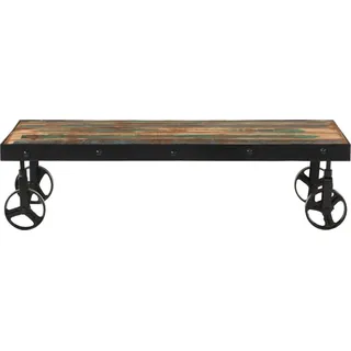 vidaXL Couchtisch mit Rollen Altholz Massiv 100x55x26 cm - Braun