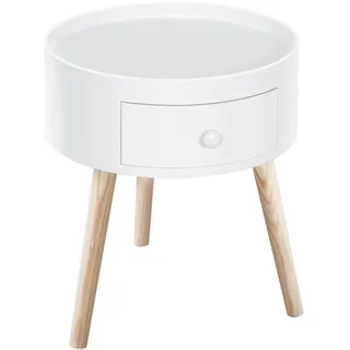 Redom Beistelltisch 38/38/45 cm mit Schublade, skandinavisches Design aus Holz, Weiß , Holzwerkstoff , 28x95x45 cm , Wohnzimmer, Wohnzimmertische, Beistelltische