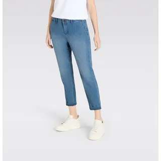 Slim-fit-Jeans MAC "CHINO turn up", Damen, Gr. 48, N-Gr, blau (venice beach wash), Denim/Jeans, Obermaterial: 98% Baumwolle, 2% Elasthan, unifarben, slim fit knöchelfrei, Jeans Slim-fit-Jeans, im Five-Pocket Style