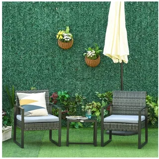 Outsunny Rattan Gartenmöbel mit Kissen Grau