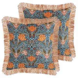 Beliani Mitella Dekokissen 45 x 45 cm Blau