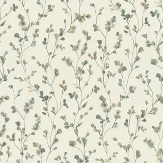 Rasch Textil Rasch Tapete 486148 - Helle Vliestapete mit kleinen Blumen in Grün und Blau in Aquarelloptik aus der Kollektion Country Charme