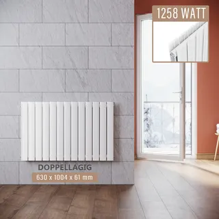 SONNI Paneelheizkörper 630×1004mm Doppellagig Weiß Vertikal Heizkörper - Weiß