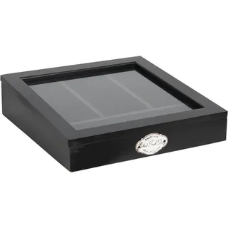 Clayre & Eef Besteckkasten 30x30x8 cm Schwarz Holz Glas Quadrat - Schwarz