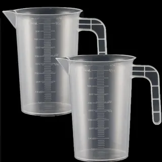 2 Stück Messbecher Kunststoff Set Mit Griff und Gramm Skala 500ml, Hitzebeständig Präzisions Messbecher für Waschmittel, Küche, Labor, die Autopflege feine Skala Lebensmittelecht 0.5L(Transparent)