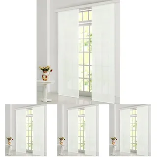 Gardinenbox Flächenvorhang, Schiebegardine Blickdicht matt, Creme, aus Micro Satin (Mikrofaser Gewebe), mit Paneelwagen und Beschwerungsstange -85600-, 85600 (Packung mit 4)