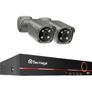 Sicherheitskamerasystem, 8MP Auflösung, Nachtsichtfähigkeit, 8CH NVR und 2 Kameras, 1T