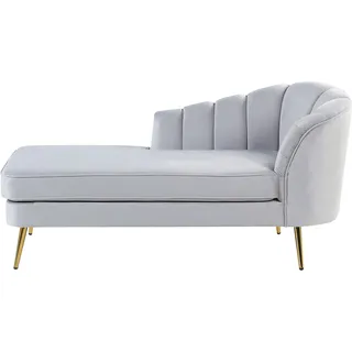 BELIANI Chaiselongue Hellgrau Samt Rechtsseitig mit Goldenen Metallbeinen Lehne Muschelform Glamourös Modern Muschelsofa Wohnzimmer Flur Ausstattung - Grau, Gold