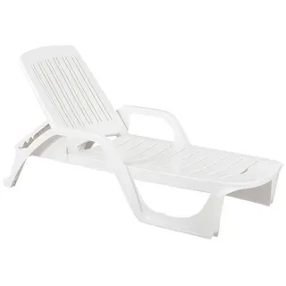 STAPELBARE WEIßE SONNENLIEGE AUS POLYPROPYLEN MIT RÄDERN MOD. ZANZIBAR