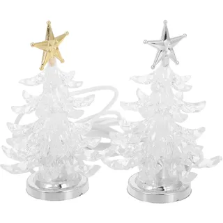 SOLUSTRE 2 Stücke Weihnachtsbaum Nachtlampe Mini Christbaum Nachtlicht USB Schreibtischlampe Bunte Licht Weihnachten Tischlampe Party Festival Schlafzimmer Weihnachtsdekoration Geschenk