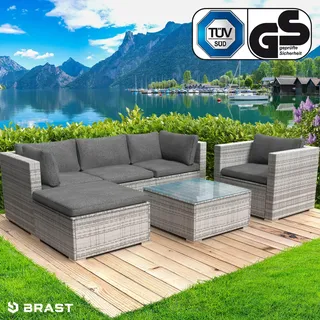 Rattan Lounge Gartenmöbel Set JOY grau - Grau