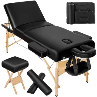 tectake Massageliege-Set 3 Zonen, 218 x 102 x 90 cm, schwarz , Schwarz , Holz , 102x90x218 cm , Ce , Freizeit & Co, Wellness & Gesundheit, Gesundheit