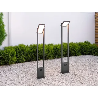 meine wunschleuchte 2er SET schwenkbare Hybrid Wegeleuchten mit Strom Solar und Bewegungsmelder