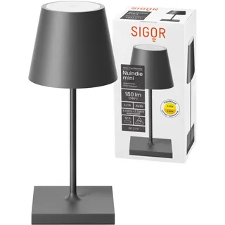 SIGOR Nuindie 2.0 mini LED Akku-Tischlampe, graphitgrau | Dimmbar • Indoor & Outdoor • IP54 • 25 cm • USB-C • 12 h Leuchtdauer