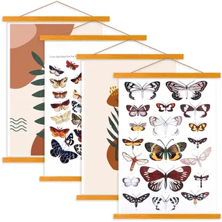 Ywlake Posterleiste Posterschiene Posterleisten, Magnet Magnetische Holz Poster Aufhänger Halter Rahmen Leisten Bild Bilder Bilderrahmen Bilderleiste 50x70 50x100 50x75 (50cm, Teak, 4 Packungen)...
