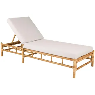 gardenson Sonnenliege Creme, Hellbraun, Holz, Bambus, Rattan ca. 80x210 cm