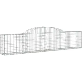 vidaXL Gabione mit Hochbogen 300x30x60/80 cm Verzinktes Eisen - Silber
