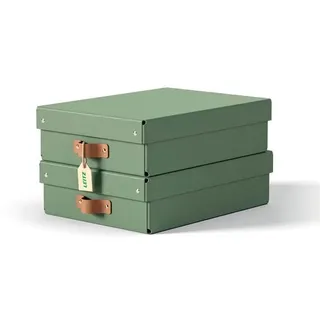 Leitz Puro Aufbewahrungsbox mit Deckel, mittelgroß & flach, 8L, 100% recycelter Karton, 2er-Pack, Grün