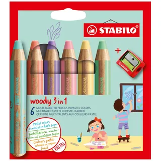 Woody 3 in 1 Buntstift 6 St. inkl. Spitzer