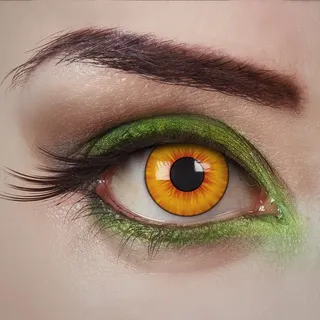 aricona Kontaktlinsen - Orange-gelbe Kontaktlinsen ohne Stärke - farbige Kontaktlinsen Jahreslinsen für Halloween, Karneval, Fasching, Cosplay, 2 Stück