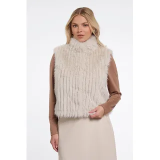 Kurzweste RINO & PELLE "DAVA", Damen, Gr. 40, beige (birch), Plüsch, Obermaterial: 100% Polyester. Futter: 100% Polyester, regular fit taillenbedeckt, Westen Kurzweste, mit Stehkragen