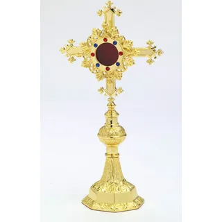 Reliquiar vergoldet mit edlen Kristallsteinen Höhe 32 cm - Gold