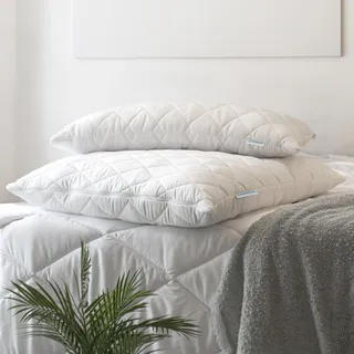 Schiesser Kopfkissen »Hygge mit recycelter Füllung und individueller Höhenanpassung« Füllung: hypoallergeneFaserfuellung Spar-Set, 1 Stk. tlg. für Allergiker geeignet, weiß