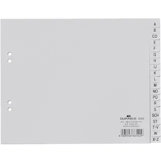 Durable Ordnerregister für A4 A-Z Grau 20-teilig 650010